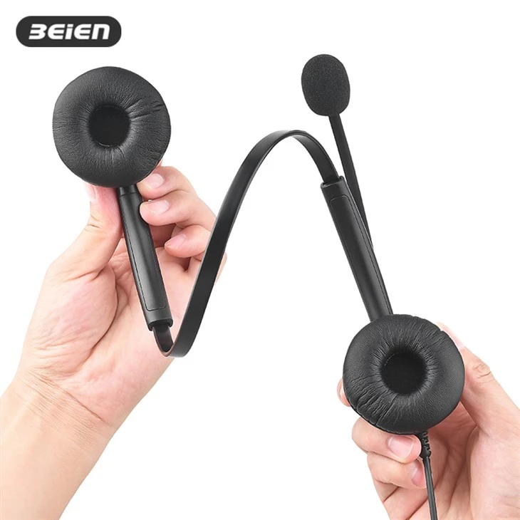 Telephone Binaural Headset With Boom Mic RJ9 factory