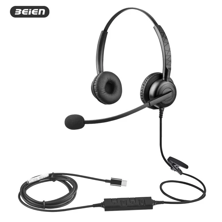 Binaural USB C Headset Għal Call Center