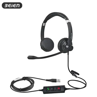 Headset USB bil-fili tal-widna doppja bil-kanċellazzjoni tal-istorbju mic